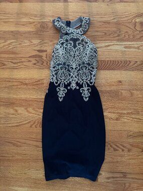 Avery G Beaded Halter Bodycon Cocktail Dress